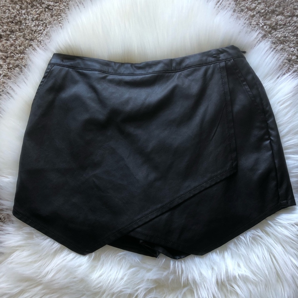 Faux Leather Skort